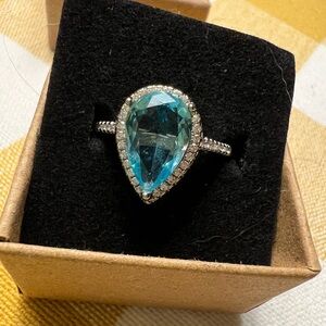 Pear Shaped Aquamarine Halo Ring